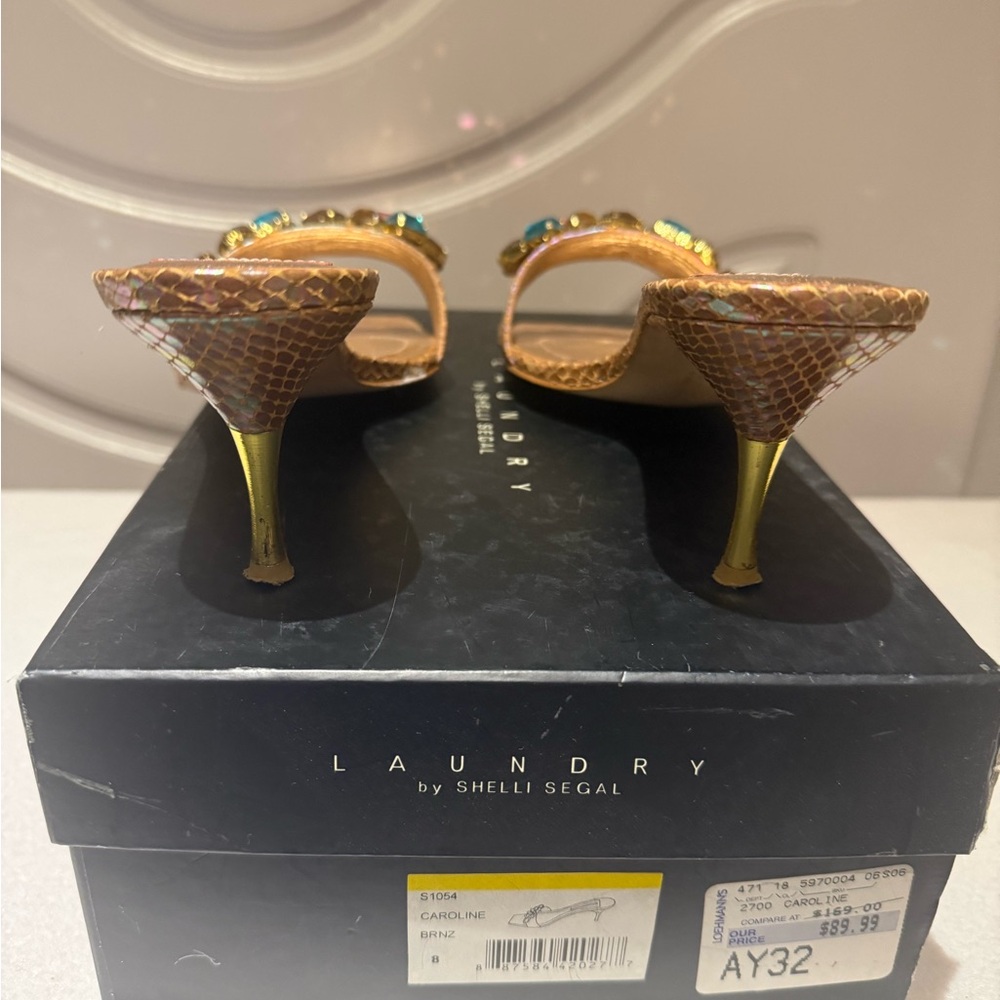 Laundry by Shelli Segal Women's Brown -Gold Heeled Sandals - Picture 3 of 4